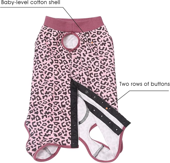 Jiupety Dog Surgical Recovery Suit Adjustable, Not Fit Slim and Long Body, Dogs Suit for Surgery Recovery, 2XL Size, Anti-Licking Surgical Dog Onesies, Pink Leopard