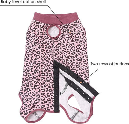 Jiupety Dog Surgical Recovery Suit Adjustable, Not Fit Slim and Long Body, Dogs Suit for Surgery Recovery, 2XL Size, Anti-Licking Surgical Dog Onesies, Pink Leopard