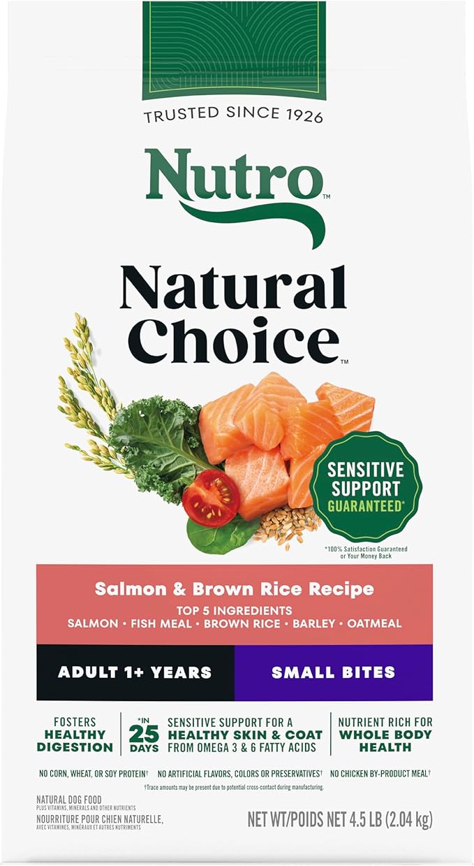 Nutro Natural Choice Adult Small Bites Dog Food, Salmon & Brown Rice Recipe, 4.5 lb. Bag