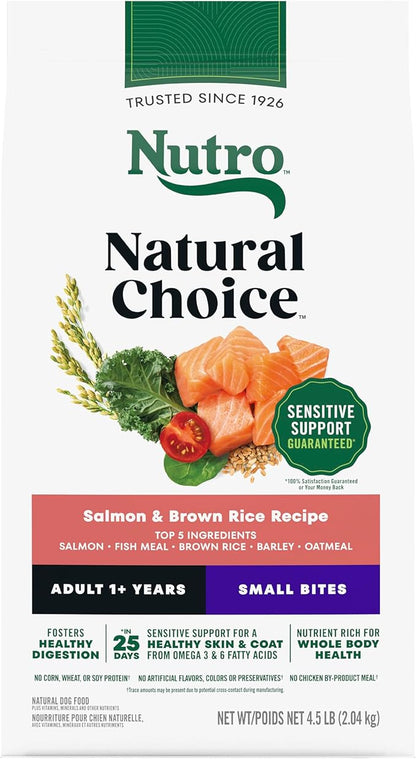 Nutro Natural Choice Adult Small Bites Dog Food, Salmon & Brown Rice Recipe, 4.5 lb. Bag