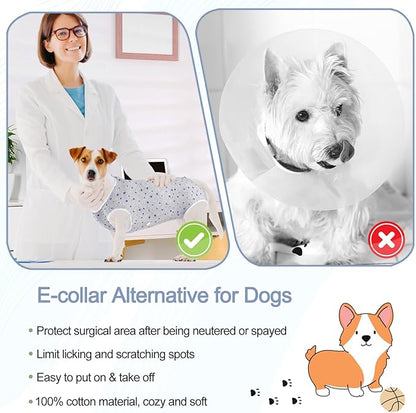 2 Packs Dog Recovery Suit for Surgery Dog Onesie Surgical Clothes Bodysuit for Male and Female Substitute E-Collar& Cone