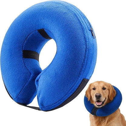 Inflatable Dog Cone Collar Alternative, Soft Dog Cone for Medium Large Dogs and Cats,Pet Neck Recovery ECollar Donut Collar After Surgery (Blue, XL)