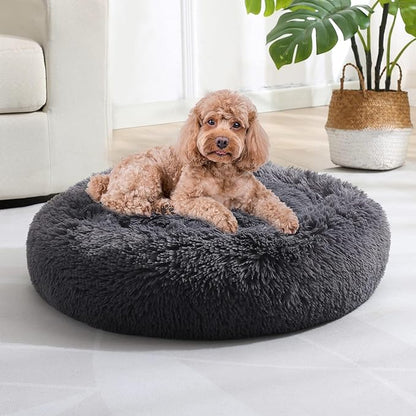 JOLLYVOGUE Dog Beds Large Sized Dog, 36 inches Calming Soft Anti-Anxiety Donut Dogs Bed, Washable Round Fluffy Cushion for Large Pets, Fits up to 80 lbs Pets
