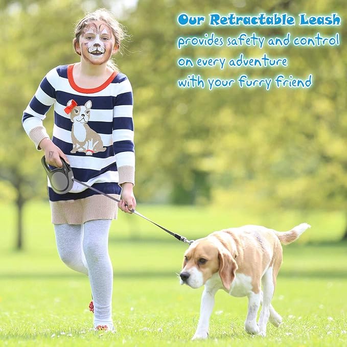 Heavy Duty Retractable Dog Leash-16ft Strong & Durable Walking Leash for S to L Dogs up to 45/115 lbs, Upgraded Lock System, Non Slip Grip, Tangle Free (Orange, Small/Medium)