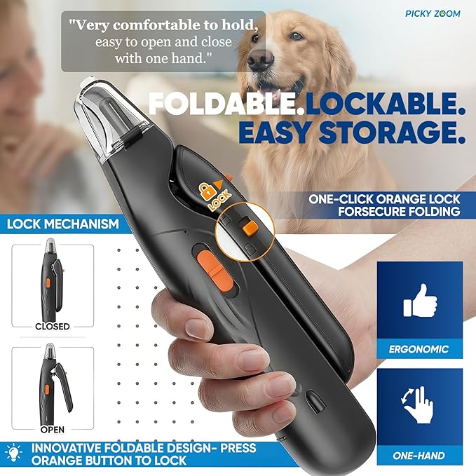 2-in-1 Dog & Cat Nail Clippers and Grinder with Light – Safety Guard to Avoid Overcutting, Sharp Blade, Painless Quiet Pet Nail Claw Trimmers, Professional Grooming Tool for Large Small Pets