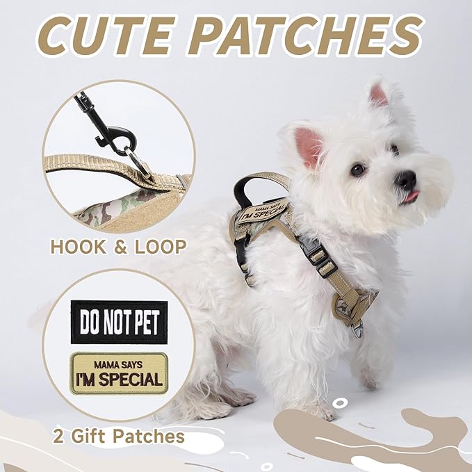 Tactical Dog Harness for Small Dog - Reflective Puppy Pet Vest No Pull Military Service Dog Vest with Vertical Handle XS Dog Harness for Outdoor Training