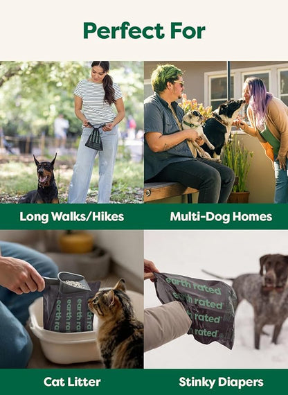 Earth Rated 3X Protect Dog Poop Bag Rolls, Odor Blocking Leak Proof Extra Thick, Unscented, 240 Count