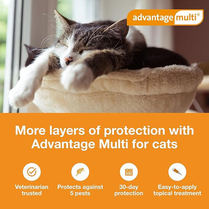 Advantage Multi for Cats 5-in-1 Heartworm Prevention | Kills Fleas & More | Cats 5.1-9 lbs. | 6-Month Supply