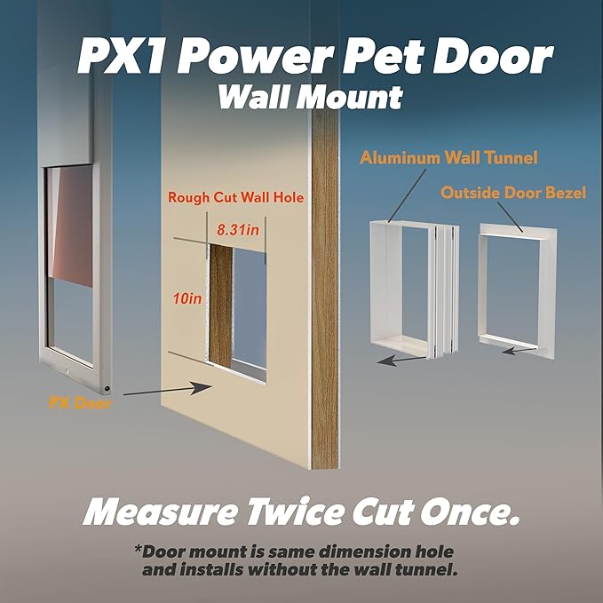 Power Pet Automatic Electronic Pet Door by High Tech Pet - Pet Operated Dog Door, High Security, Air Tight, for Medium-Sized Dogs (10" x 12" Pet Opening), Wall Mount, Easy Install - PX-1W