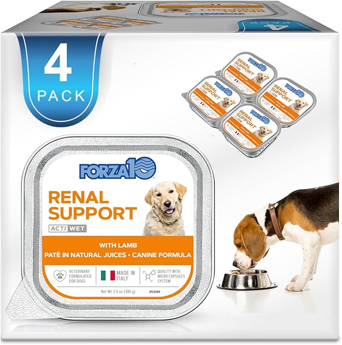 Forza10 - Dog Food, Vet Formulated Wet Dog Food for Kidney Support, Non-GMO, Lamb Flavor, Made in Italy (3.5 oz, 4 Pack)