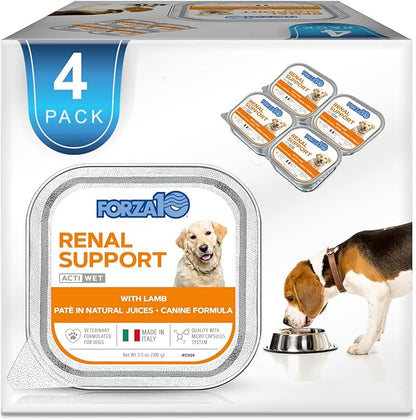 Forza10 - Dog Food, Vet Formulated Wet Dog Food for Kidney Support, Non-GMO, Lamb Flavor, Made in Italy (3.5 oz, 4 Pack)