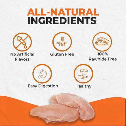 Canine Naturals Chicken Recipe Chew - Rawhide Free Dog Treats - Made From USA Raised Chicken - All-Natural and Easily Digestible - 10 Count of 5 Inch Stick
