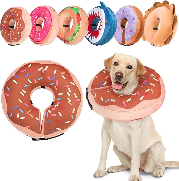 BEAUTYZOO Dog Cone Alternative After Surgery for Large Medium Small Dogs, Soft Inflatable Cone Collar for Dogs Cats, Dog Neck Donut E Collar Dogs Recovery Collar to Stop Licking, Chocolate Brown, XL