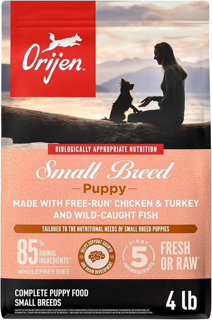ORIJEN Grain Free High Protein Dry Dog Food Small Breed Puppy Recipe 4lb Bag
