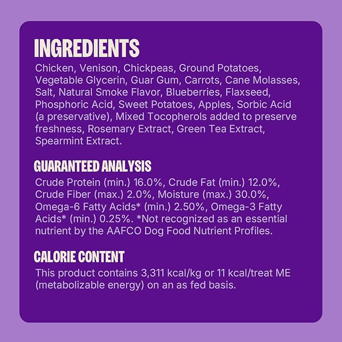 Wellness Rewarding Life Dog Treats, Training Treat, Grain Free, Soft Chicken & Venison (6 Ounce Bag)