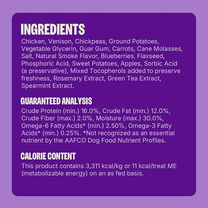Wellness Rewarding Life Dog Treats, Training Treat, Grain Free, Soft Chicken & Venison (6 Ounce Bag)