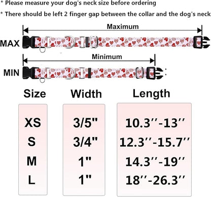 Valentines Reflective Martingale Collar for Dogs with Quick Release Buckle Cute Girl No Pull Dog Collars (Red Heart, Large)