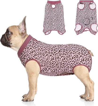 Jiupety Dog Surgical Recovery Suit Adjustable, Not Fit Slim and Long Body, Dog Suit for Surgery Recoverym, L Size, Anti-Licking Surgical Dog Onesies, Pink Leopard.