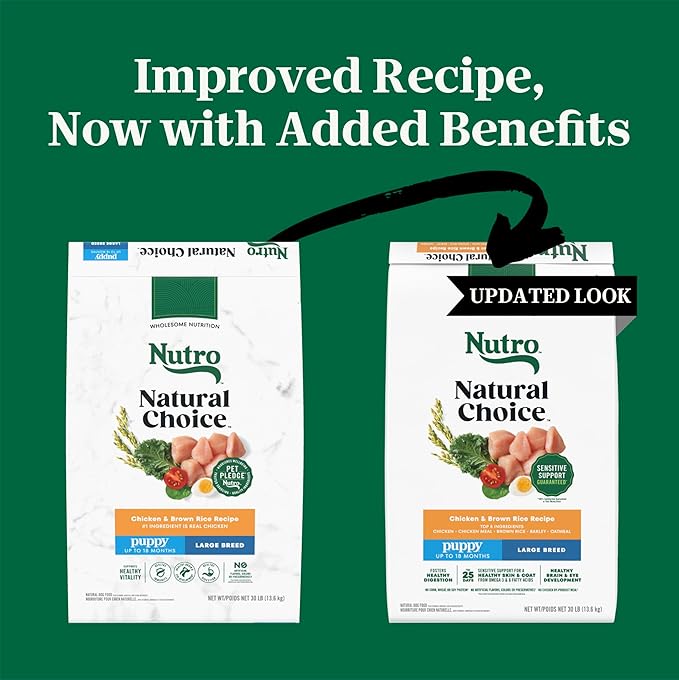 Nutro Natural Choice Dry Dog Food Large Breed, Puppy Food Dry Recipe, Chicken and Brown Rice Recipe, 30 lbs.