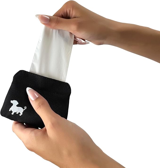 Extra Small Dog Treat Pouch – Slim Magnetic Pocket Dog Treat Bag for Walking & Training – Discreet Clip On Treat Pouch for Leash, Waistband or Pocket – Mess Free Storage (Black/Gray)