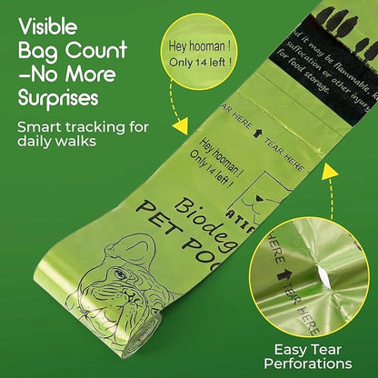 ATIFBOP Biodegradable Dog Poop Bags 150 Count 10 Rolls with Dispenser, Thicken and Leak Proof Poop Bag Holders for Leashes(Scented)