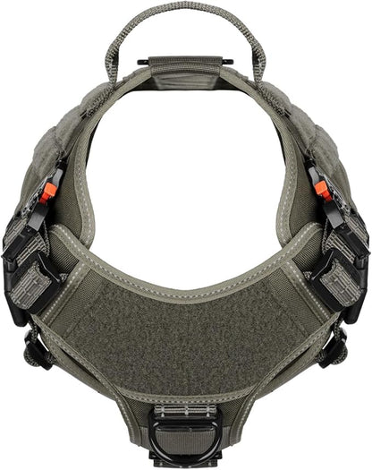 ICEFANG Tactical Dog Harness, X-Large Size,2X Metal Buckle,Working Dog MOLLE Vest with Handle,No Pulling Front Leash Clip,Hook and Loop Panel (Green,XL (Pack of 1))