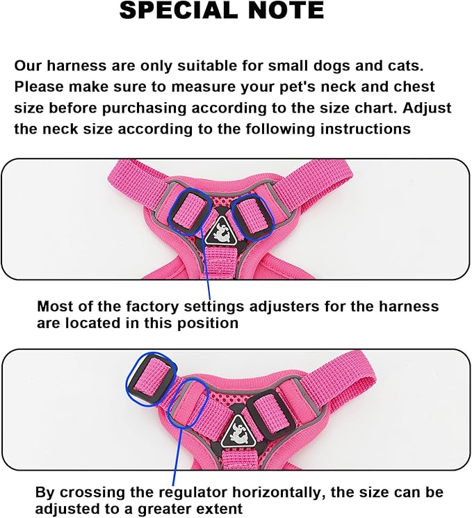 SOLMOONY Small Dog Harness,Soft Mesh Puppy Harness and Leash Set,No Escape Cat Harnesses for Training Walking,Reflective Adjustable Puppy Vest for Small Medium Dogs, Cats (Hot Pink, XL)