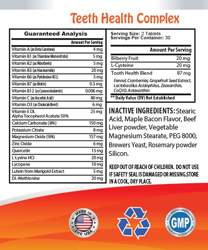 Dog Breath Tablets - Advanced Teeth Health for Dogs - Fights Bad Breath - Best Looking Gums and Teeth - Grapefruit Seed Extract for Dogs - 120 Tablets (2 Bottles)