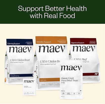 Maev Human-Grade Freeze Dried Raw Beef Liver Treats | 100% USDA Certified Single-Ingredient | Healthy, Human-Grade Dog Snacks | Perfect for Training & Sensitive Diets (Pack of 3)