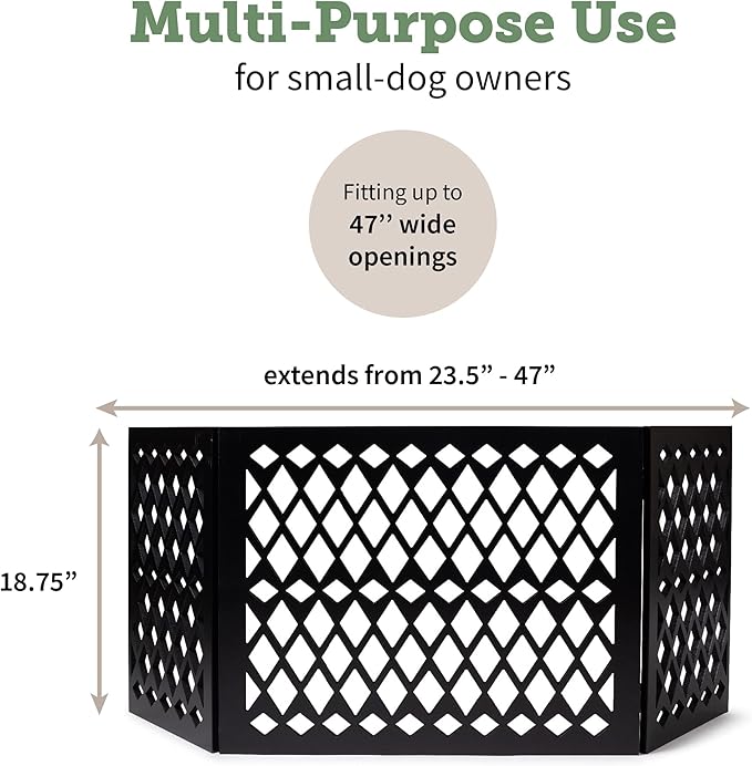 Free Standing Pet Gate | Pet Gate for Small Dogs | Free Standing Dog Gate for Stairs | Freestanding Dog Gates for Doorways | Freestanding Pet Gates | Width 23.5-47 inch | Height 18.75 inch (Diamond)