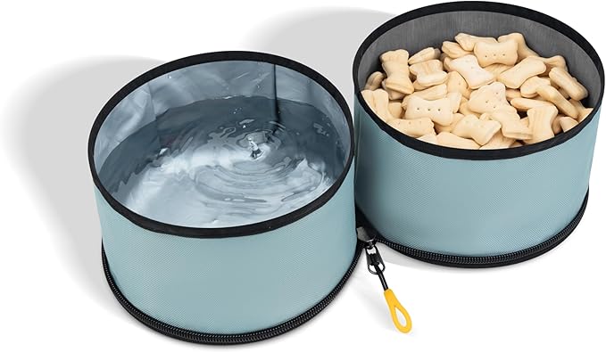 OllyDog Superbowl | Collapsible Dog Travel Bowl | 2 Compartment Food & Water | Foldable| Portable Dog Bowl | Hiking, Camping (St. Lucia)