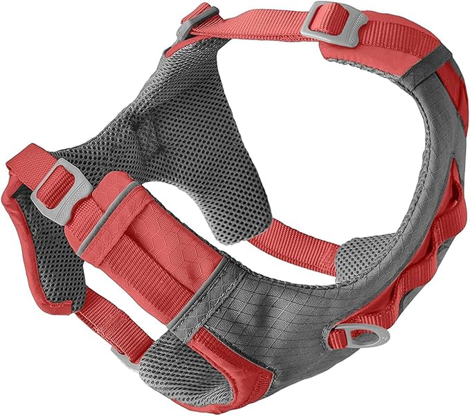 Kurgo Journey Air Dog Harness - Secure Fit for Active Dogs - Padded Chest - Lightweight Ripstop Fabric - Breathable Mesh - Reflective Trim - Back Assist Handle - Coral - X-Large