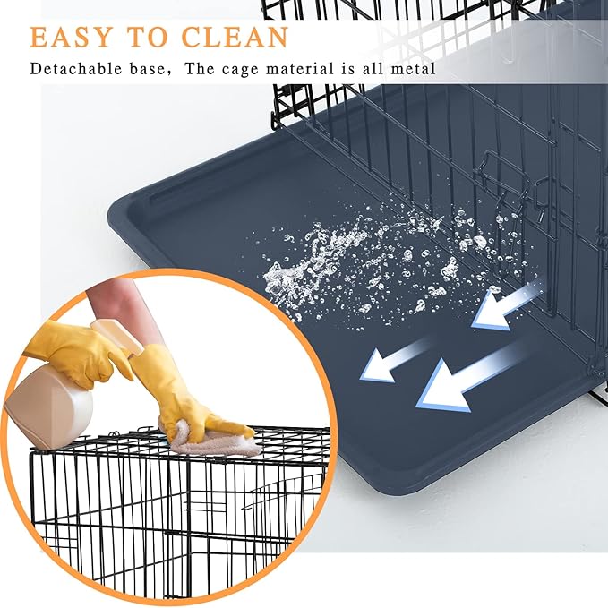 30 Inch Dog Crate for Small Dog, Metal Wire Pet Dog Cage for Small Animals Rabbit Indoor Outdoor Foldable Metal Dog Kennel with Divider Panel, Leak-Proof Plastic Pan