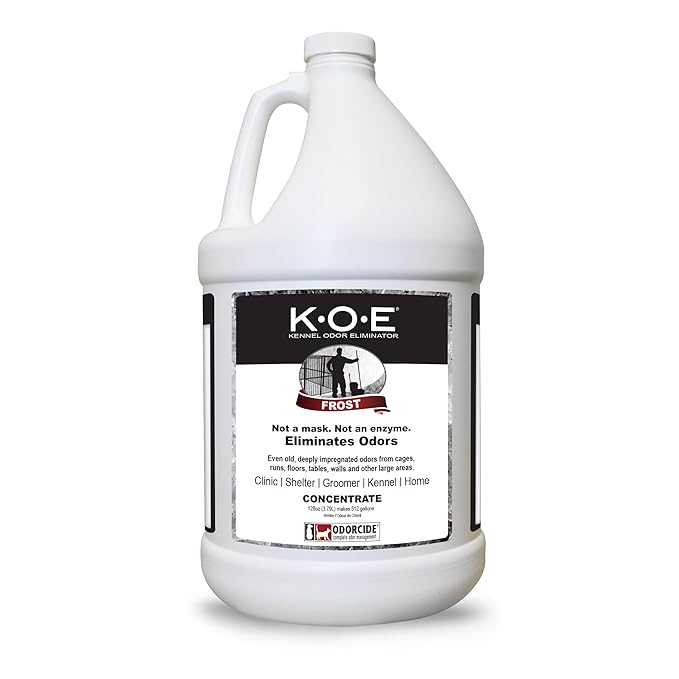 Odorcide K.O.E Kennel Odor Eliminator Concentrate – For Cages, Runs & More – For Home & Kennel w/Safe, Non-Enzymatic Formula - Frost Scent -128 oz
