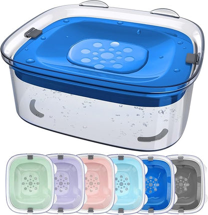AONKEY 3L Dog Water Bowl No Spill, 101oz Large Spill Proof Dog Bowl Reduce Refill, Anti Splash No Mess Dispenser Dripless Slow Drinking Water Bowl for Sloppy Messy Drinkers (Navy Blue)