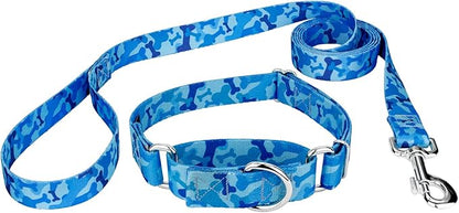 Country Brook Petz - Blue Bone Camo Martingale Dog Collar and Leash - Camouflage Collection Featuring Rugged Designs (5/8 Inch, Small)
