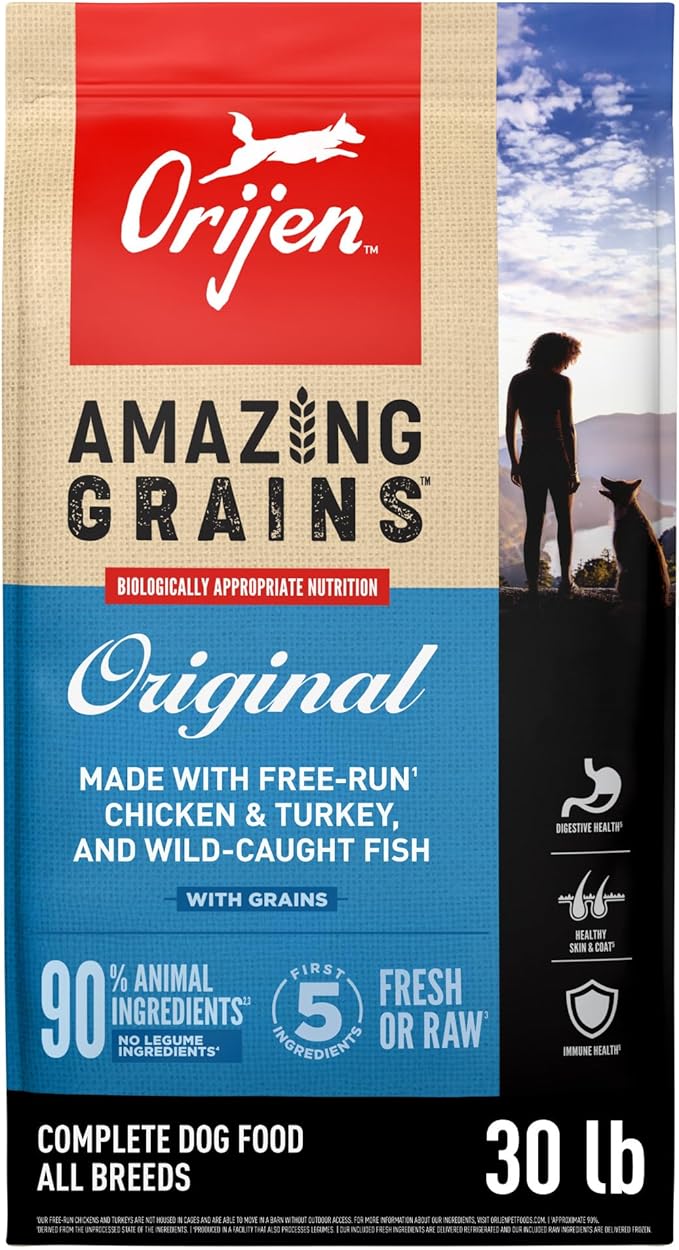 ORIJEN Amazing Grains Dry Dog Food Original Recipe 30lb Bag