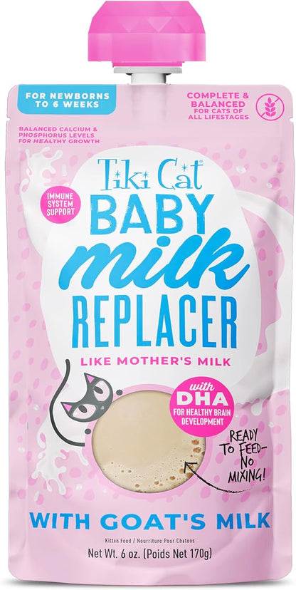 Tiki Cat Baby Milk Replacer, Goat Milk, 6 oz. Spout Pouch (6 Count)