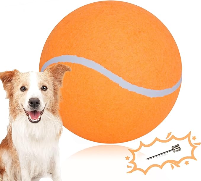 Banfeng Big Tennis Ball for Dogs, Giant Dog Tennis Ball Toy Large Outdoor Sports Gift for Small Medium Large Dog (Orange, 9.5 inch)