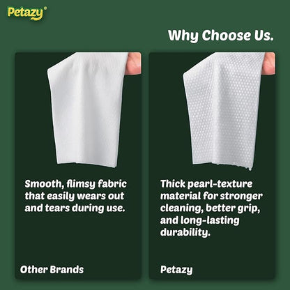 Petazy Dog Wipes for Paws and Butt – 100 Count (8x8in) Hypoallergenic, Deodorizing Pet Wipes for Dogs and Cats | Extra Large, Plant-Based, Chamomile Scented | Travel Size, Single On-the-Go Pack