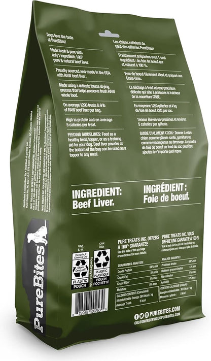 PureBites Beef Freeze Dried Dog Treats, 1 Ingredient, Made in USA, 44oz