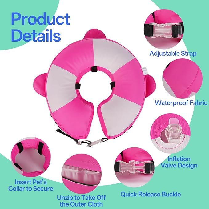 MIGOHI Dog Cone Collar Alternative for Small Dogs - Soft Recovery Donut E-Collar After Neuter Surgery, Pet Neck Protect to Stop Licking and Biting,Spay & Neuter,Not Block Vision(M,Rosepink)