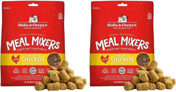 Stella & Chewy's Freeze-Dried Raw Chicken Meal Mixers- Dog Food Topper and Mixer - Made with 95% Cage-Free Chicken,Organs & Bone - Perfect for Picky Eaters - Grain-Free - 35oz,(Pack of 2)