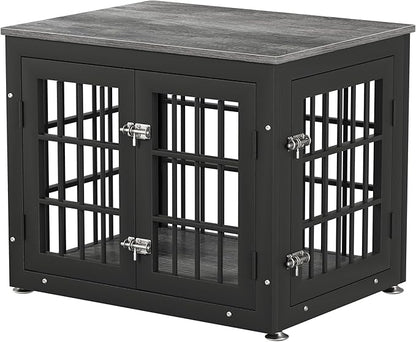 rehomerance 26 Inch Heavy Duty Dog Crate Furniture for Small Dogs, Decorative Pet House End Table, Wooden Cage Kennel Furniture Indoor, Gray