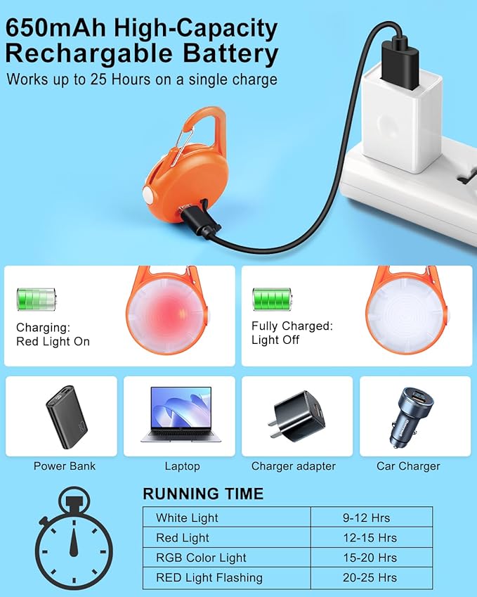 2 Pack Dog Collar Light, 4 Modes Clip On Dog Lights for Night Walking, Glow in The Dark LED Pet Collar Charm, Rechargeable Pet Camping Essentials for Nighttime Running, Cycling, Hiking(Orange)
