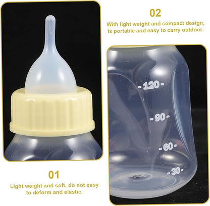PET Feeding Bottle Set for Kittens and Puppies 3-Pack Adjustable Nursing Bottle Nipples Sturdy Plastic Feeder for Small Animals for Cat and Dog Care