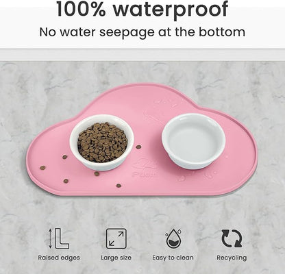 Ptlom Silicone Pet Placemat for Dogs and Cats, Non-Slip Waterproof Dog Feeding Bowl Mats for Food and Water, Small Medium Large Pet Puppy Tray Mat Prevent Residues from Spilling onto The Floor, Pink