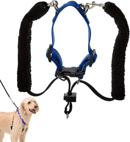 Sporn Original Dog Halter, No Pull Dog Harness, Durable Nylon Collar with Padded Restraint Sleeves for Large Breeds, No Choke Design, Adjustable Fit, Easy On/Off, Blue, Large