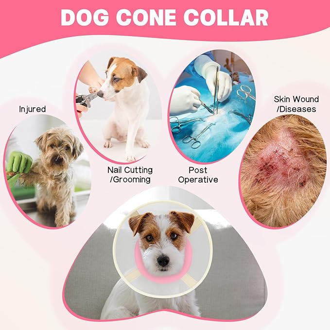 Soft Dog Cone Collar to Stop Licking-Adjustable Comfortable Mesh Recovery Collars After Surgery for Small or Miniature Dogs, Alternative to Plastic Elizabethan Collar for Neuter Incision Care (Pink,M)