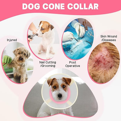 Soft Dog Cone Collar to Stop Licking-Adjustable Comfortable Mesh Recovery Collars After Surgery for Small or Miniature Dogs, Alternative to Plastic Elizabethan Collar for Neuter Incision Care (Pink,M)
